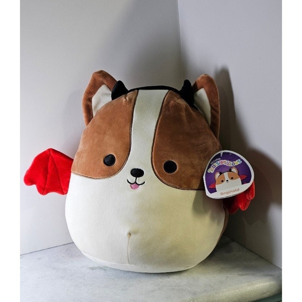 Squishmallows 12 inch Reginald the Brown and White Corgi vampire bat Halloween